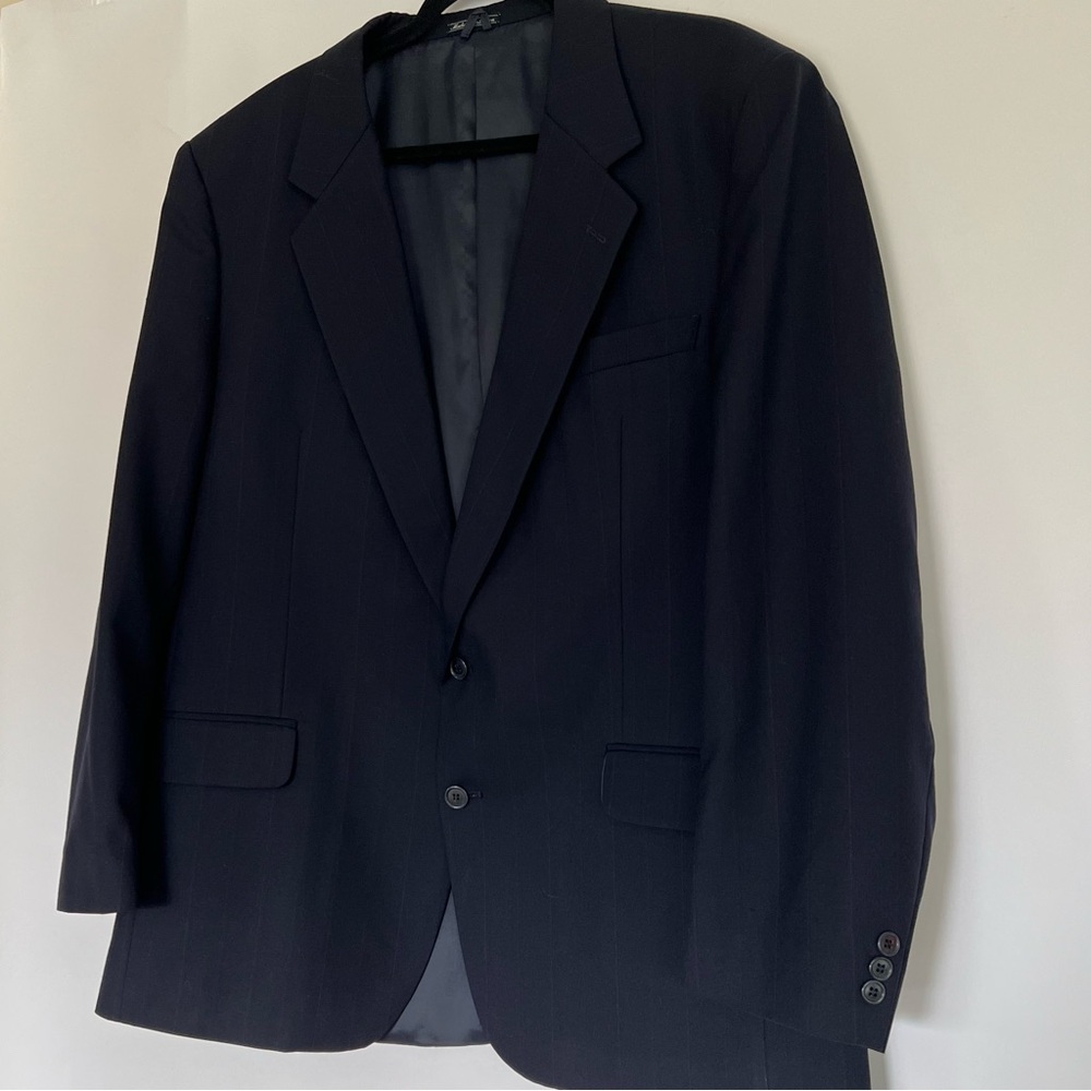 Alberto Borelli Navy Blue Pinstripe Blazer, Size 46L